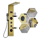 Homevacious 4 In 1 Shower Panel System with Shelf Polished Gold