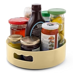 homewiz 360 rotating kitchen organiser  lazy susan smooth turntable organiser  spice rack organizer  cosmetic holder organizer  multipurpose use for kitchen counter dining table  cream