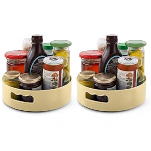 homewiz 360 rotating kitchen organiser  lazy susan smooth turntable organiser  spice rack organizer  cosmetic holder organizer  multipurpose use for kitchen counter dining table  cream 2 pcs