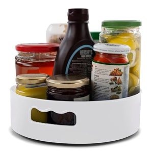 homewiz 360 rotating kitchen organiser  lazy susan smooth turntable organiser  spice rack organizer  cosmetic holder organizer  multipurpose use for kitchen counter dining table  white