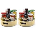 HomeWiz 360° Rotating Kitchen Organiser | Lazy Susan Smooth Turntable Organiser | Spice Rack Organizer | Cosmetic Holder Organizer | Multipurpose Use for Kitchen Counter, Dining Table | Cream 2 Pcs