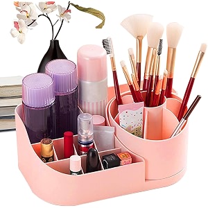 homewiz multi-purpose kitchen organizer stand  durable space-saving storage for spices utensils and pantry items  premium grade plastic  versatile use makeup or cosmetics stand  royal pink