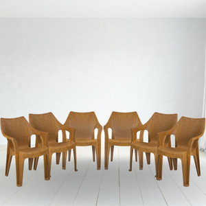 homezy premium plastic sofa chair for homedurable arm chair for indoor plastic outdoor chair beige set of 6 pre-assembled
