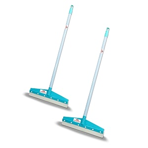 homfine pack of 2 floor wiper with long handle wide quality foam for cleaning home kitchen bathroom 2u aqua green 39x16inch