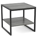 Homieasy End Table, 20 Inch Square Side Table, Mini Fridge Stand, Black Oak