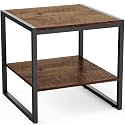 Homieasy End Table, 20 Inch Square Side Table, Mini Fridge Stand, Vintage Brown