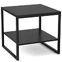 Homieasy End Table, 20 Inch Square Side Table, Mini Fridge Stand, Black