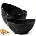 Homienly 9.6 inch Serving Bowls, Large Serving Dishes for Wedding Parties, 60 Oz for Salad, Side Dishes, Pasta, Oval Shape, Microwave & Dishwasher Safe, Set of 4, Black