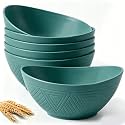 Homienly Salad Bowls 6 PCS Wheat Straw Bowls - 60oz Large Serving Bowl - Microwave and Dishwasher Safe Centerpiece Bowl Big Soup Bowl for Kitchen, Camping, Picnic, Party, Popcorn Bowl Set - Green