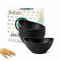 Homienly Wheat Straw Bowls 10 OZ Small Bowls Unbreakable Small Serving Bowls for Ice Cream, Snack, Dipping Side Dishes, Yogurt Microwave & Dishwasher Safe Oval Bowls for Camping, Dorm (6 PCS, Black)