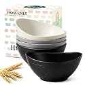 Homienly Wheat Straw Bowls 26 OZ Serving Bowls Oval Serving Dishes for Salad, Dinner, Cereal, Snack, Prep, Dessert Bowls Set Unbreakable Camping Bowls Microwave & Dishwasher Safe (6 PCS Grey Stone)