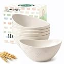 Homienly Wheat Straw Bowls 26 OZ Serving Bowls Set of 6 Unbreakable Salad Bowls for Breakfast, Cereal, Soup, Snack Mcirowave and Dishwasher Bowls Set for Kitchen, Camping, Party (White)