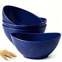 Homienly Wheat Straw Bowls, 9.6 inch Salad Bowls, Large Serving Dishes for Wedding Parties, Camping, 60 OZ Bowl Set for Salad, Popcorn, Oval Shape, Microwave & Dishwasher Safe, Set of 4, Dark Blue