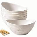 Homienly Wheat Straw Bowls, Large Salad Bowls Set of 6, 60 OZ Large Capacity Serving Bowl for Kitchen, Picnic, Camping,Lightweight Unbreakable Microwave and Dishwasher Safe Big Bowl - White