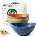 Homienly Wheat Straw Bowls Unbreakable Cereal Bowls 26 OZ Serving Bowls for Snack, Dessert, Dinner, Soup, Rice Microwave and Dishwasher Safe Bowls Set for Kitchen, Party, Dorm, RV (4 PCS Multi)