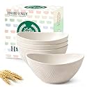 Homienly Wheat Straw Serving Bowls Unbreakable Serving Bowls for Kitchen, Camping, Party, RV, Microwave and Dishwasher Safe Soup Bowls 26 OZ Popcorn Bowls Reusable (4 PCS White)