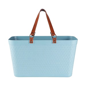 homies plastic shoppingpicnic rectangular basket bin caddy tote portable carry bag with leather handle multicolor extra large size