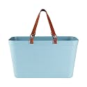 HOMIES Plastic Shopping/Picnic Rectangular Basket Bin Caddy Tote Portable Carry Bag With Leather Handle, Multicolor, EXTRA LARGE SIZE