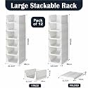 HOMIFLY Set of 12 Large Foldable Cloth Storage Organizer/Stackable Wardrobe Organizer For Clothes/Multipurpose Sliding Basket/Rack Organiser for Storage/Shirt Stacker Box (44 x 33 x 218 cm, White)