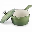 Homikit 1 Quart Saucepan with Lid, Enameled Cast Iron Small Sauce Pan Cooking Pot for Soup, Milk, Pasta, Nonstick Enamel Dutch Oven for All Cooktops, Heat Resistant Up to 500°F, Sage Green