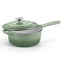 Homikit 3 Quart Saucepan with Lid, Enameled Cast Iron Sauce Pan Cooking Pot for Soup, Milk, Pasta, Nonstick Enamel Dutch Oven for All Cooktops, Heat Resistant Up to 500°F, Sage Green