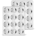 Homikit Stainless Steel Muffin Pans 12 Cups, 2 PCS Cupcake Pan Set Nonstick