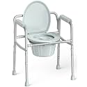 HOMLAND 3-in-1 Bedside Commode Toilet with Sturdy Dual-Crossbar, 350lb