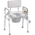 HOMLAND Bedside Commode Toilet, Padded Seat & Backrest, Enhanced Crossbar