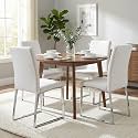 Hommoo Dining Chairs Set of 4, Faux Leather Upholstered Kitchen Chairs, Padded Seat Armless Dining Room Chair with Metal Leg, Modern Dinner Chair for Restaurant Living Room White