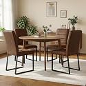 Hommoo Dining Chairs Set of 4, Faux Leather Upholstered Kitchen Chairs, Padded Seat Armless Dining Room Chair with Metal Leg, Modern Dinner Chair for Restaurant Living Room Brown