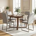 Hommoo Dining Chairs Set of 4, Faux Leather Upholstered Kitchen Chairs, Padded Seat Armless Dining Room Chair with Metal Leg, Modern Dinner Chair for Restaurant Living Room Grey