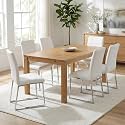 Hommoo Dining Chairs Set of 6, Faux Leather Upholstered Kitchen Chairs, Padded Seat Armless Dining Room Chair with Metal Leg, Modern Dinner Chair for Restaurant Living Room White