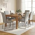Hommoo Dining Chairs Set of 6, Faux Leather Upholstered Kitchen Chairs, Padded Seat Armless Dining Room Chair with Metal Leg, Modern Dinner Chair for Restaurant Living Room Grey