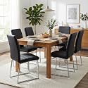 Hommoo Dining Chairs Set of 6, Faux Leather Upholstered Kitchen Chairs, Padded Seat Armless Dining Room Chair with Metal Leg, Modern Dinner Chair for Restaurant Living Room Black