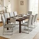 Hommoo Dining Chairs Set of 8, Faux Leather Upholstered Kitchen Chairs, Padded Seat Armless Dining Room Chair with Metal Leg, Modern Dinner Chair for Restaurant Living Room Grey
