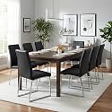 Hommoo Dining Chairs Set of 8, Faux Leather Upholstered Kitchen Chairs, Padded Seat Armless Dining Room Chair with Metal Leg, Modern Dinner Chair for Restaurant Living Room Black