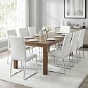 Hommoo Dining Chairs Set of 8, Faux Leather Upholstered Kitchen Chairs, Padded Seat Armless Dining Room Chair with Metal Leg, Modern Dinner Chair for Restaurant Living Room White