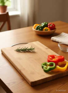 HOMNIX Bamboo Wooden Chopping Board with Metal