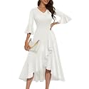 HomRain Women's Wedding Guest Dress Elegant Formal Cocktail Bell Sleeve Dress for Prom Homecoming Tea Party