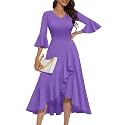 HomRain Women's Wedding Guest Dress Elegant Formal Cocktail Bell Sleeve Dress for Prom Homecoming Tea Party