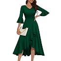HomRain Women's Wedding Guest Dress Elegant Formal Cocktail Bell Sleeve Dress for Prom Homecoming Tea Party