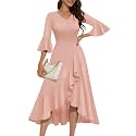 HomRain Women's Wedding Guest Dress Elegant Formal Cocktail Bell Sleeve Dress for Prom Homecoming Tea Party