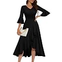 HomRain Women's Wedding Guest Dress Elegant Formal Cocktail Bell Sleeve Dress for Prom Homecoming Tea Party