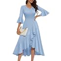HomRain Women's Wedding Guest Dress Elegant Formal Cocktail Bell Sleeve Dress for Prom Homecoming Tea Party