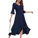 HomRain Women's Wedding Guest Dress Elegant Formal Cocktail Bell Sleeve Dress for Prom Homecoming Tea Party