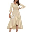 HomRain Women's Wedding Guest Dress Elegant Formal Cocktail Bell Sleeve Dress for Prom Homecoming Tea Party