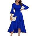 HomRain Women's Wedding Guest Dress Elegant Formal Cocktail Bell Sleeve Dress for Prom Homecoming Tea Party