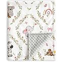 HOMRITAR Floral Animals Baby Blanket for Boys Girls with Dotted Backing