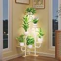 Homsorout Corner Plant Stand with Grow Light - 6 Tier Plant Stand Indoor Square Metal Plant Shelf with Adjustable Light, Plant Organizer for Living Room, Garden, Home Decor, Maple