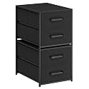 Homsorout Stackable Storage Drawers - 2 Tier Closet Organizer with Metal Handles, Fabric Dresser with Collapsible Bins for Bedroom, Dorm, Office, Black, 2 Pack